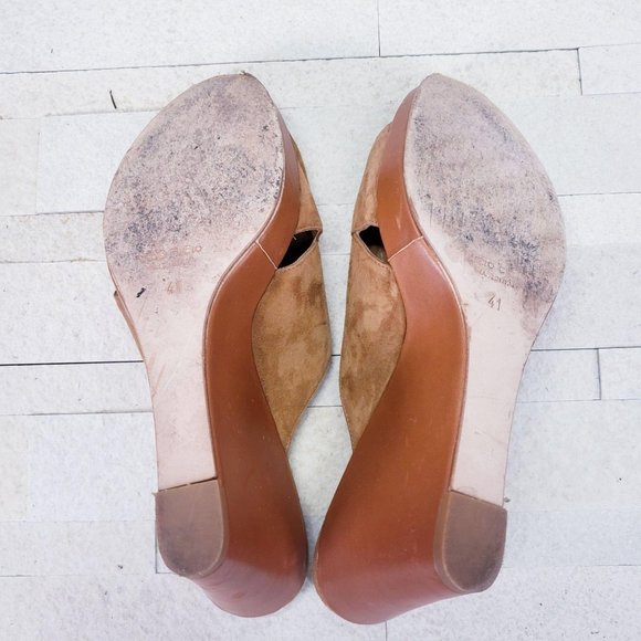 Bruno Ricci  10 Women Shoes Leather 41‎ Sandals Slip On Slide Wedge Brown - Picture 5 of 12